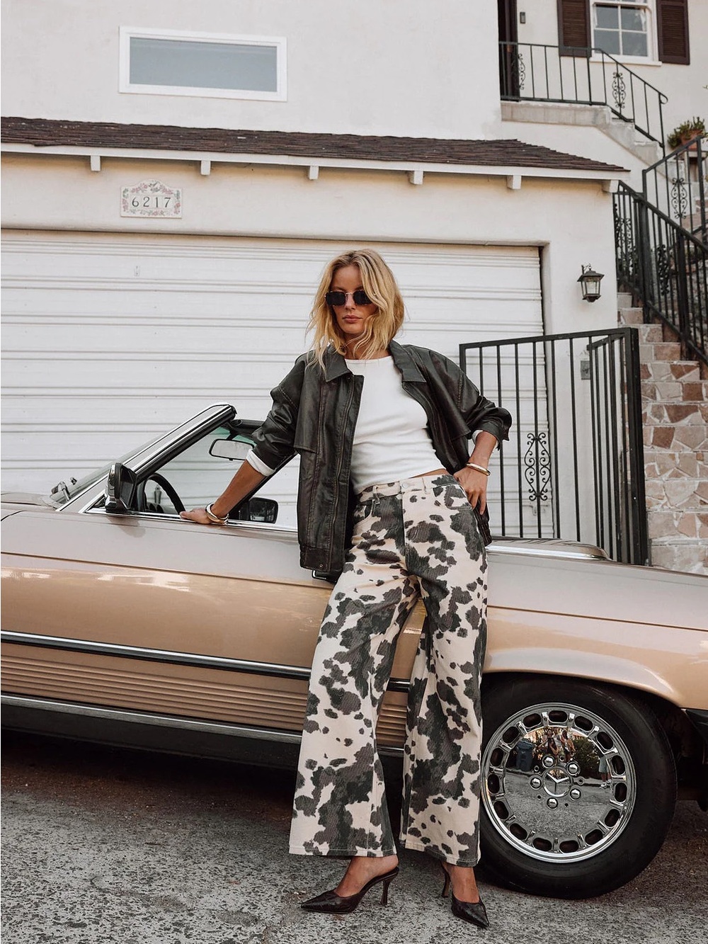 12th Tribe Midland Cowhide Pants in Cream and Black small